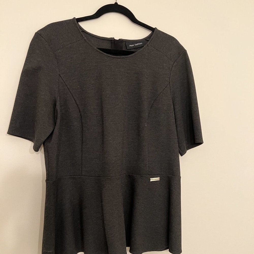 Pink Tartan Charcoal Peplum Top